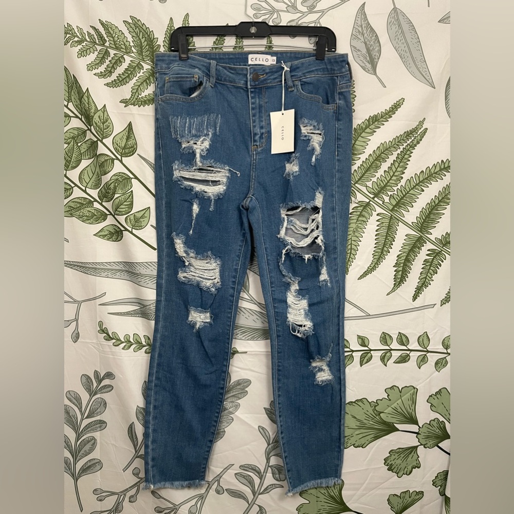 Cello cropped skinny distressed jeans